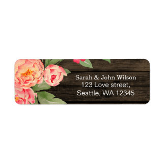 Rustic Country Peony Barn Wood Wedding Label