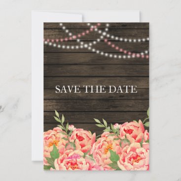 Rustic Country Peony Barn Wood Wedding Save The Date