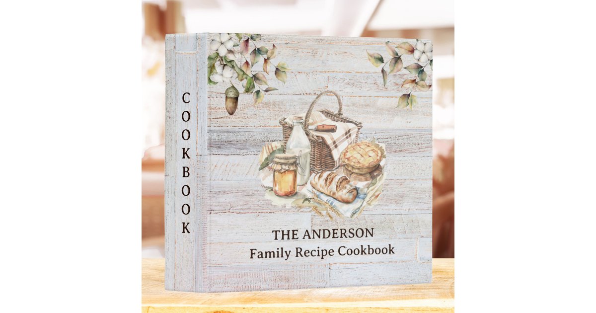 Rustic Country Personalized Family Recipe Cookbook 3 Ring Binder | Zazzle