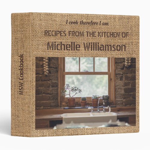 Rustic Country Personalized Family Recipe Cookbook 3 Ring Binder