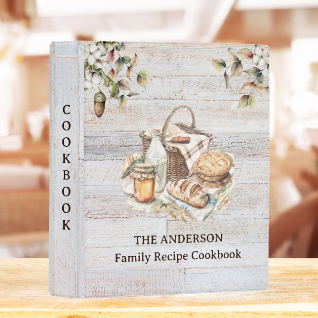 Rustic Country Personalized Family Recipe Cookbook Mini Binder (In situ)