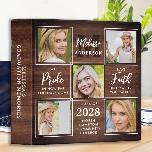 Rustic Country Personalized Graduate Photo Album 3 Ring Binder (Creator Uploaded)