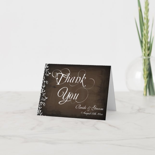 Rustic Country Personalized Wedding Thank You Card (Front)