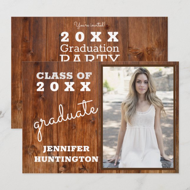 Rustic Country Photo 2025 Graduation Party Invitation (Front/Back)