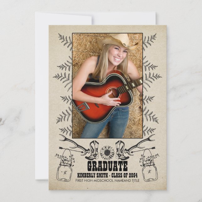 Rustic Country | Photo Graduation Party Invitation (Front)