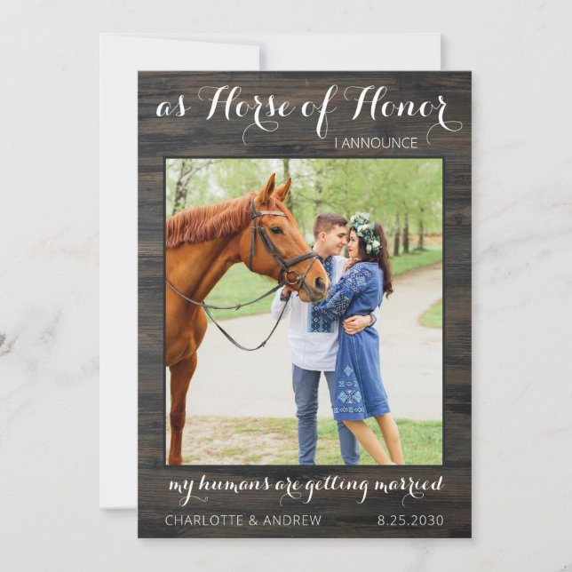 Rustic Country Photo Personalize Pet Horse Wedding Save The Date (Front)