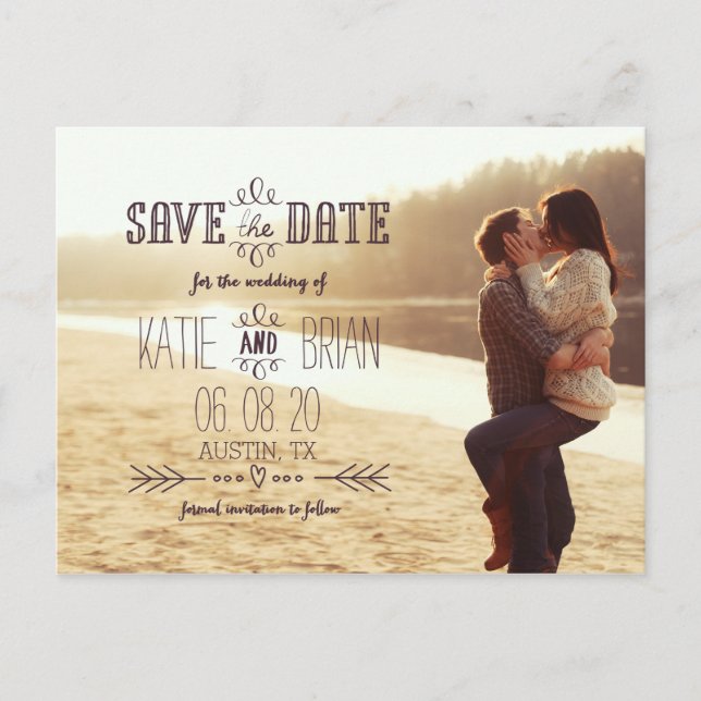 Rustic Country Photo Save the Date Postcard (Front)