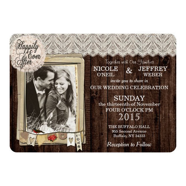 Rustic Country Photo Wedding Invitation
