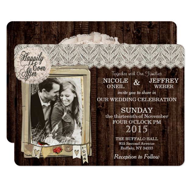 Rustic Country Photo Wedding Invitation