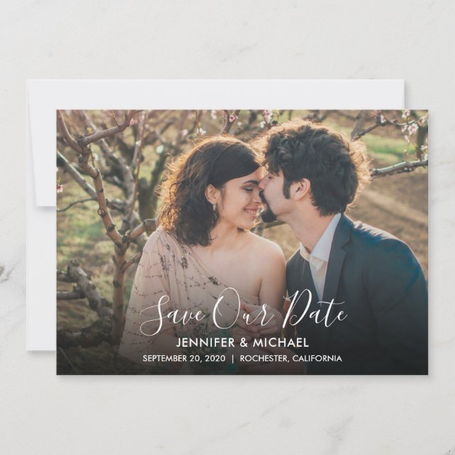Rustic country photo wedding Save the Date card (Front)