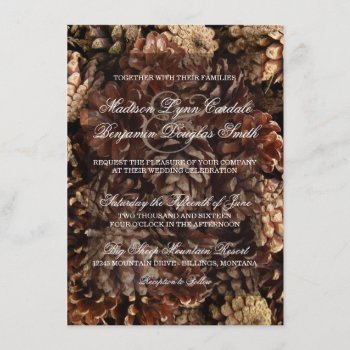 Rustic Country Pine Cone Wedding Invitations by CustomWeddingSets at Zazzle