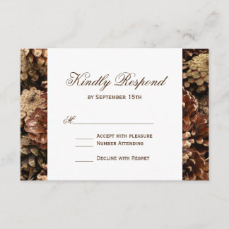 Rustic Country Pine Cone Wedding RSVP Cards