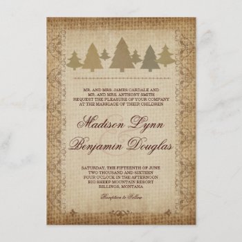 Rustic Country Pine Trees Fall Wedding Invitations by RusticCountryWedding at Zazzle