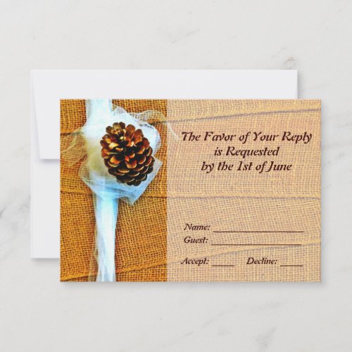 Rustic Country Pinecone Wedding RSVP Cards