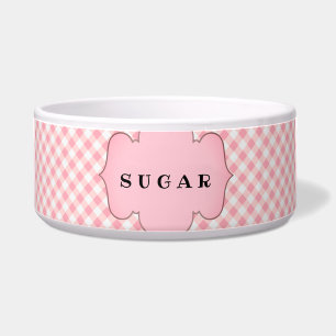 Rustic Country Pink Plaid Personalized Dog Bowl