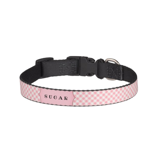 Rustic Country Pink  Plaid Personalized Dog Pet Collar (Front)