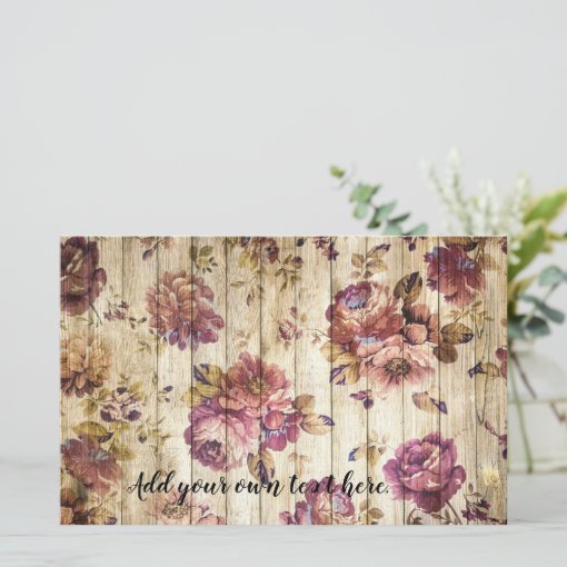 Rustic Country Pink Roses Journal Scrapbook Paper | Zazzle