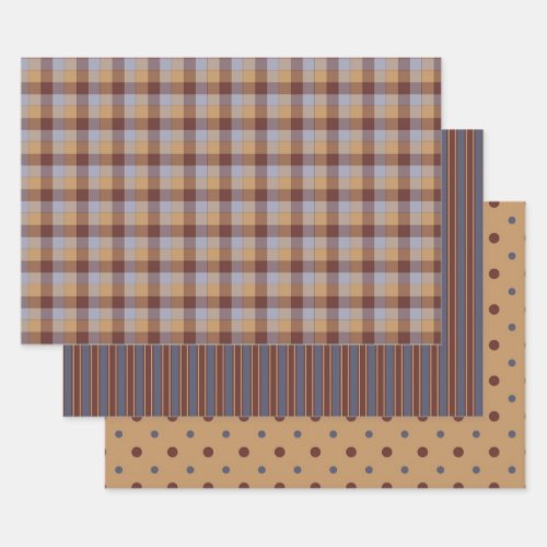 Rustic Country Plaid and Whimsical Polka Dots Wrap Wrapping Paper Sheets