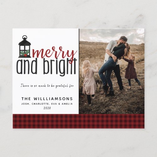 Rustic Country Plaid Photo Christmas Card