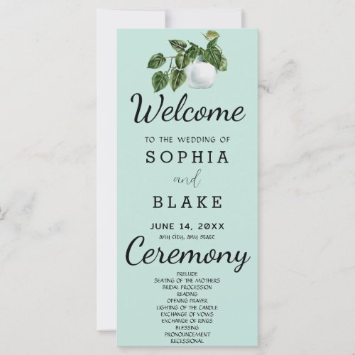 Rustic Country Plant Leaves Green Wedding Program