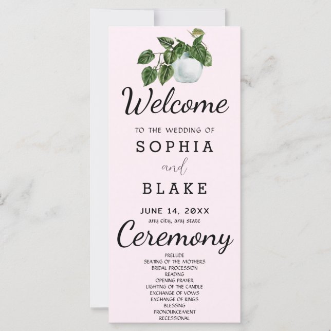 Rustic Country Plant Leaves Purple Wedding Program (Front)