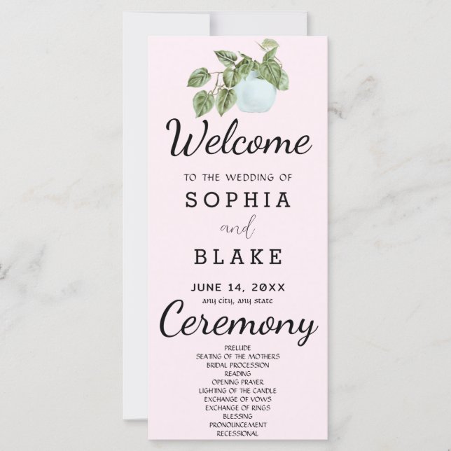 Rustic Country Plant Leaves Purple Wedding Program (Front)