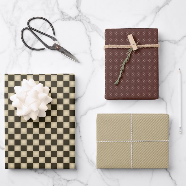 Rustic Country Primitive Checks  Wrapping Paper Sheets (Front)