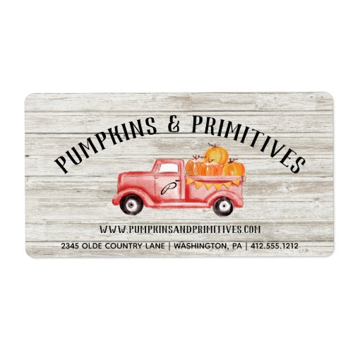 Rustic Country Pumpkin Farmhouse Wood Shipping  Label