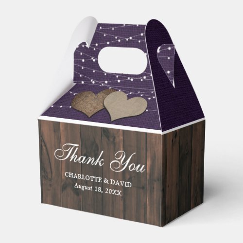 Rustic Country Purple Wedding Thank You Favor Boxes