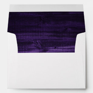 Rustic Country Purple Wood Lined Wedding Envelope