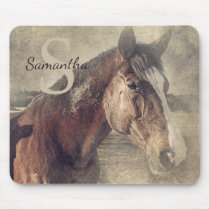 Rustic Country Quarter Horse Monogram Name Initial Mouse Pad