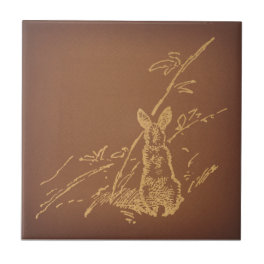 Rustic Country Rabbit Classic Brown Bunny Art Ceramic Tile