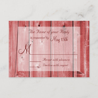 Rustic Country Red Barn Wood Wedding RSVP Cards