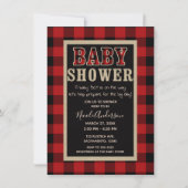 Rustic Country Red Black Buffalo Plaid Baby Shower Invitation (Front)