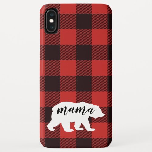 Rustic Country Red  Black Flannel Mama Bear iPhone XS Max Case