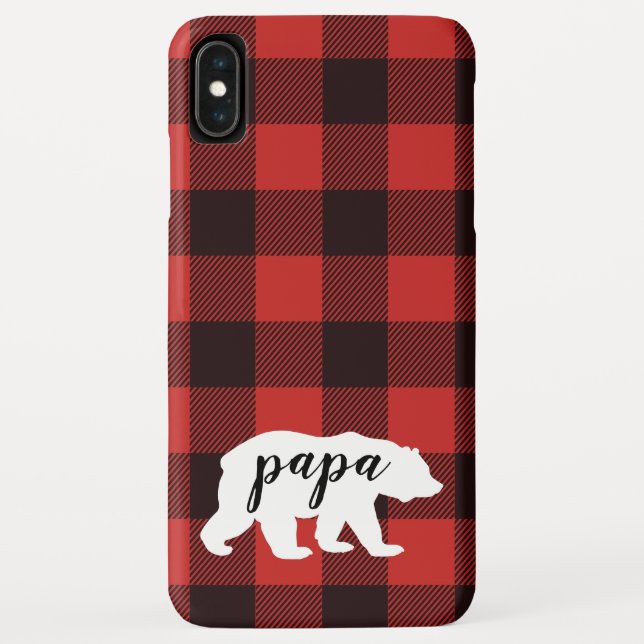 Rustic Country Red & Black Flannel Papa Bear Case-Mate iPhone Case (Back)