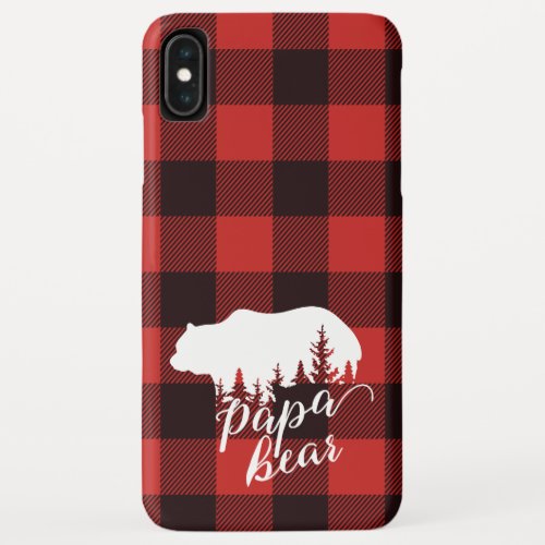 Rustic Country Red  Black Flannel Papa Bear iPhone XS Max Case