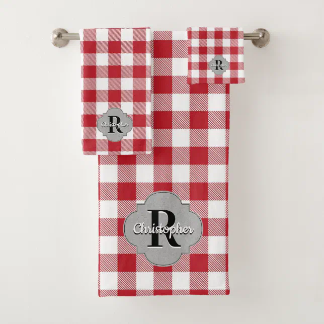 Rustic Country Red Gingham Bath Towel Set Zazzle