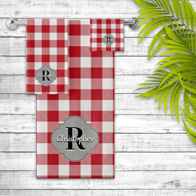 Rustic Country Red Gingham Bath Towel Set (Creator Uploaded)