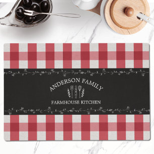 Rustic Country Red Gingham Black Chalkboard Placemat
