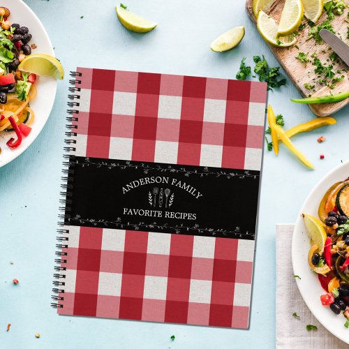 Rustic Country Red Gingham Family Recipe Book
