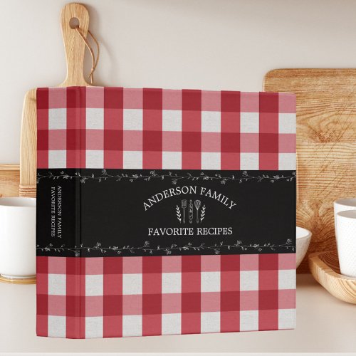 Rustic Country Red Gingham Family Recipe Cookbook 3 Ring Binder