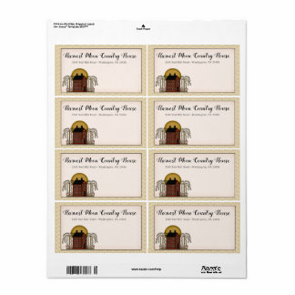 Rustic Country Red Saltbox House & Moon Shipping Label