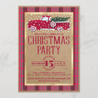 Rustic Country Red Truck Flannel Christmas Party
