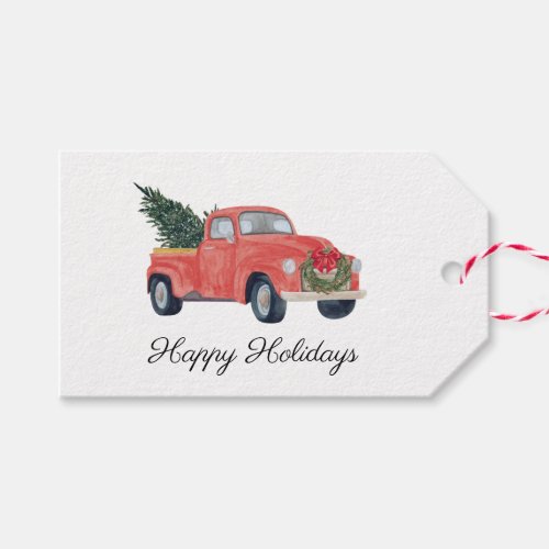 Rustic Country Red Vintage Truck Christmas Gift Tags