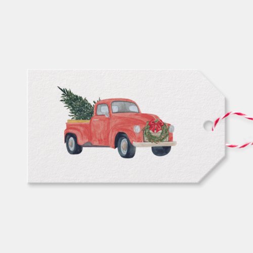 Rustic Country Red Vintage Truck Christmas Gift Tags