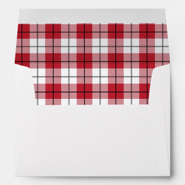 Rustic Country Red White & Black Flannel Pattern Envelope (Back (Bottom))