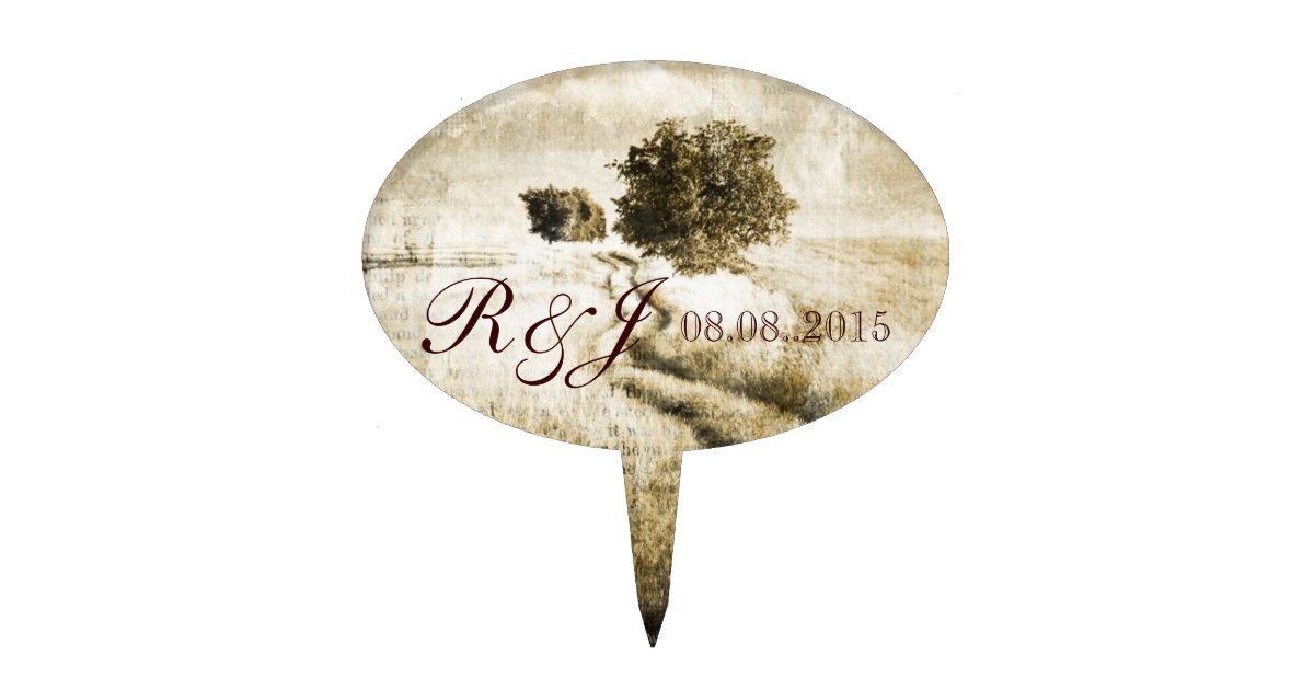 Rustic Country Road Western Outdoor Wedding Cake Topper Zazzle Com
