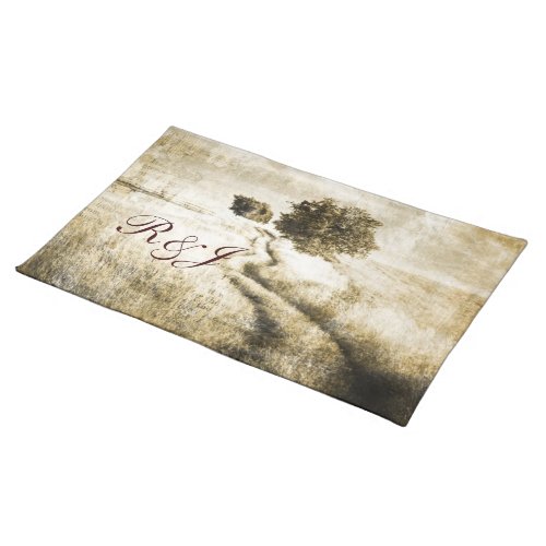 Rustic country Road western outdoor wedding Cloth Placemat