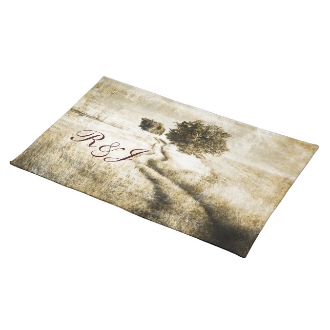 Rustic country Road western outdoor wedding Cloth Placemat (On Table)